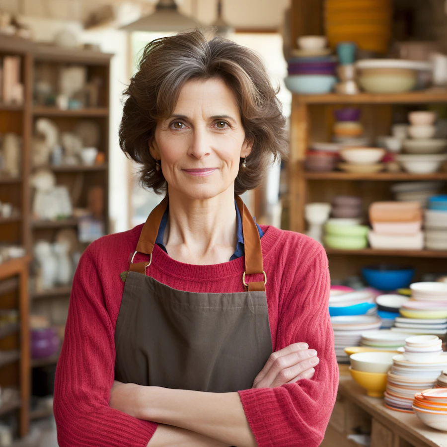 A ceramicist in her studio